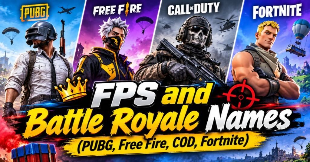 350+ Best IGN Names for 2026: Cool, Funny & Unique Ideas 5 FPS and Battle Royale Names (PUBG, Free Fire, COD, Fortnite)